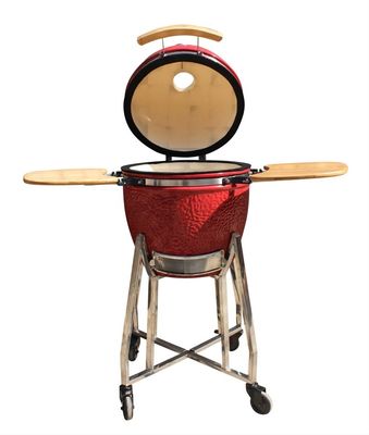 شواية Kamado سيراميك مقاس 44 سم مقاس 17 بوصة باللون الأحمر الملكي