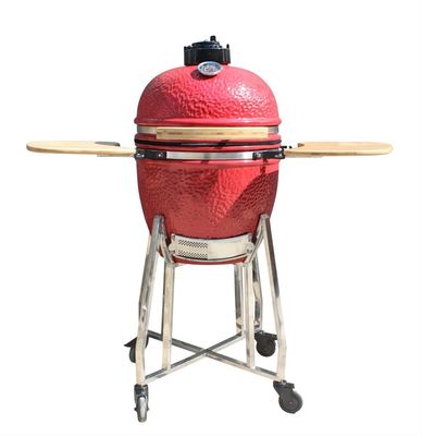 شواية Kamado سيراميك مقاس 44 سم مقاس 17 بوصة باللون الأحمر الملكي