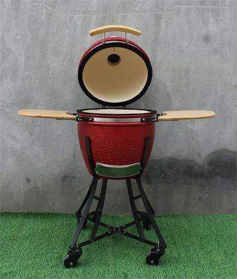 17 بوصة سيراميك للشواء Kamado رويال أحمر اللون 44 سم أدوات المطبخ الحديد المطلي باللون الأسود