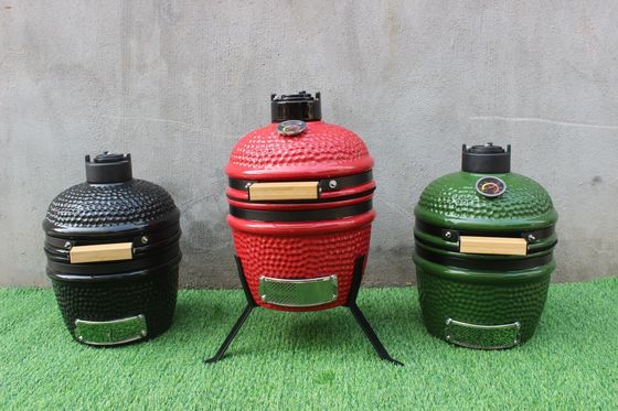 لون أخضر 13 بوصة Kamado Grill أدوات المطبخ مكواة مطلية باللون الأسود