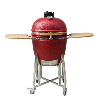 22 بوصة Kamado Grill درجة عالية مقاومة للحريق في الهواء الطلق شواية فحم لون أحمر