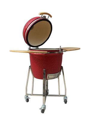 22 بوصة Kamado Grill درجة عالية مقاومة للحريق في الهواء الطلق شواية فحم لون أحمر